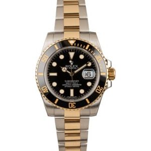 Pre Owned Rolex Submariner 116613 Two Tone Black Dial