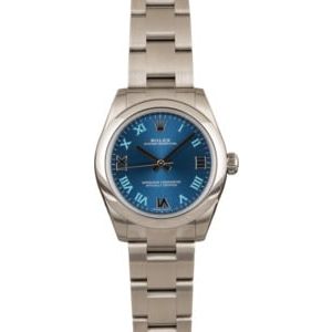 PreOwned Rolex Oyster Perpetual 177200 Blue Roman Dial