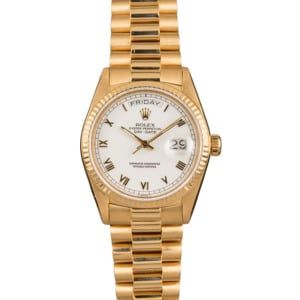 Pre Owned Rolex President Day-Date 18038 White Roman Dial