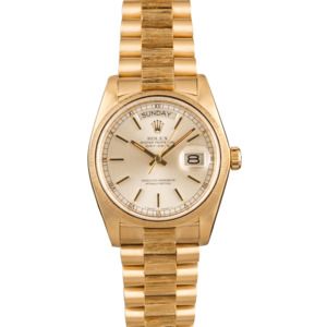 Pre-Owned Bark Finish Rolex President 18078