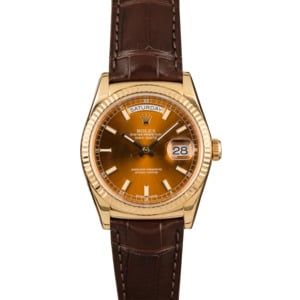 Pre Owned Rolex Day-Date 118138 Cognac Dial