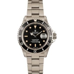 Pre-Owned 40MM Rolex Submariner 168000 Black Dial