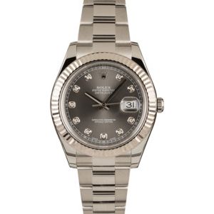 Pre-Owned 41MM Rolex Datejust 116334 Rhodium Diamond Dial