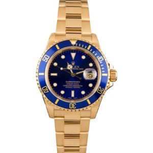 18k Yellow Gold Submariner 16618 Certified Pre Owned