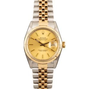 Rolex Black Datejust 16013 Two-Tone Jubilee