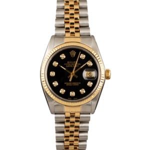 Pre-Owned Rolex Datejust 16013 Champagne Dial Fluted Bezel