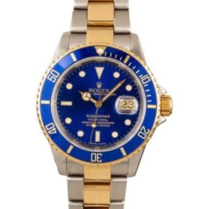 Pre Owned Rolex Submariner Two Tone 16613 Blue Dial