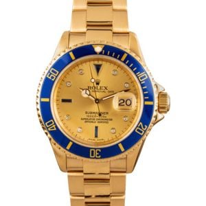 Pre-Owned Rolex Yellow Gold Submariner 16618