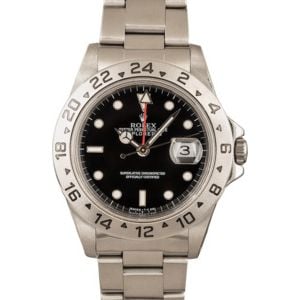 Black Dial Rolex Explorer II Ref 16570 Steel Oyster Bracelet