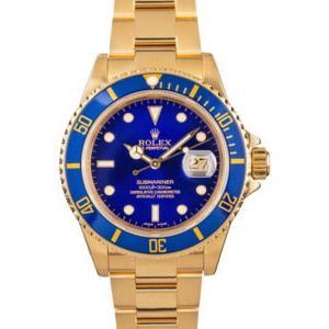 Men's Rolex Submariner 16618 Yellow Gold Oyster