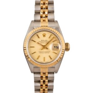 Ladies Rolex Datejust 69173 Champagne Tapestry Dial