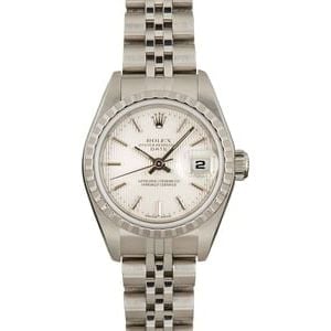 Pre-Owned Rolex Ladies Date 79240 Silver Tapestry Dial