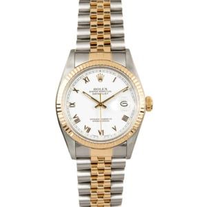 Rolex Datejust Ref 16013 White Roman