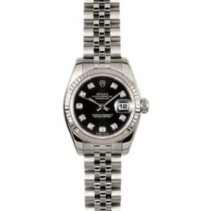 Ladies Rolex Datejust 179174 Black Diamond