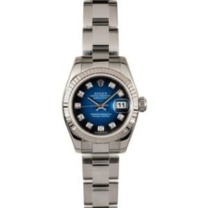 Ladies Rolex Datejust 179174 Blue Diamond Dial