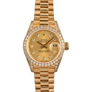 Ladies Rolex President 69158 18k Yellow Gold