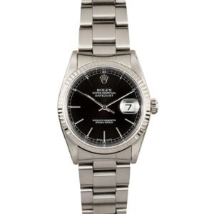 Rolex Datejust Black Dial 16234 White Gold Bezel