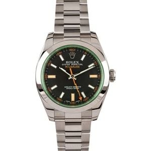 New Rolex Milgauss w/ Anniversary Green Crystal 116400GV