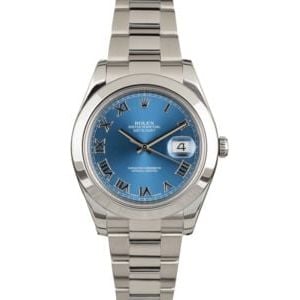 PreOwned Rolex Datejust II Ref 116300 Blue Roman Dial