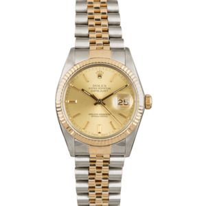 PreOwned Rolex Datejust 16013 Champagne Dial Two Tone Jubilee