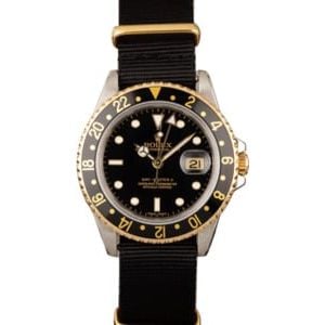 PreOwned Rolex GMT-Master II Ref 16713 Black Nato Strap