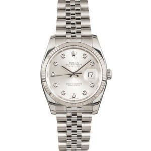 Pre Owned Rolex Datejust Silver Diamond Dial 116234