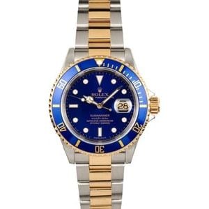 Rolex Blue Submariner 16613 No Holes