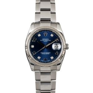 Rolex Date 115234 Blue Diamond Dial