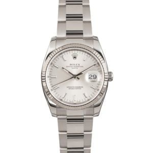 Rolex Date 115234 Silver Luminous Index Dial