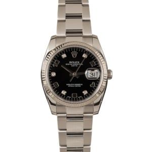 Pre-Owned Rolex Date 115234 Black Diamond Dial