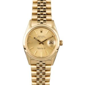 Rolex Yellow Gold Date 15007 Jubilee Bracelet