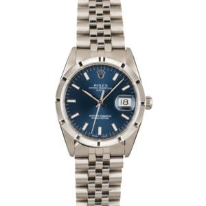 Pre Owned Rolex Date Stainless 15210 Blue Index Dial