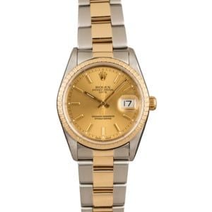 Pre-Owned Rolex Date 15223 Champagne Dial Watch