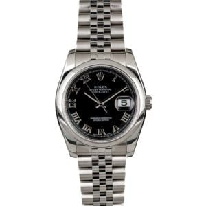 Rolex Datejust 116200 Black Roman Steel Jubilee