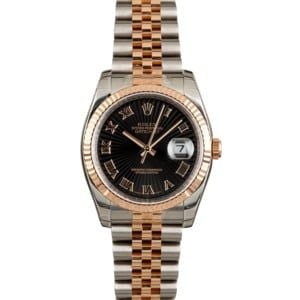 Rolex Datejust 116231 Black Sunburst Dial Rose Gold