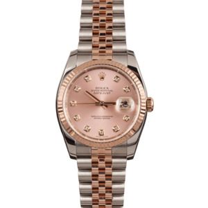 Rolex Two Tone Datejust 116231 Pink Diamond Dial