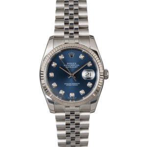 Rolex Datejust 116234 Blue Diamond Dial Steel Jubilee