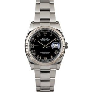 Rolex Datejust 116234 Black Roman Dial Steel Oyster