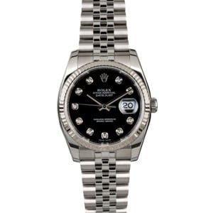 Diamond Rolex Datejust 116234 Black Dial