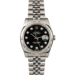 Used Rolex Datejust 116234 Black Dial with Diamonds