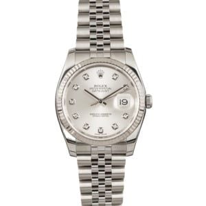 Pre Owned Rolex Datejust 116234 Silver Diamond Index Dial