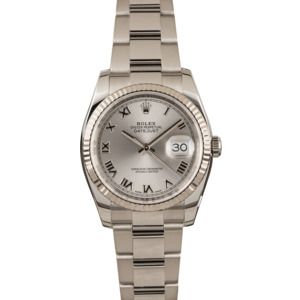 Pre-Owned Rolex Men's Datejust 116234 Rhodium Roman Dial