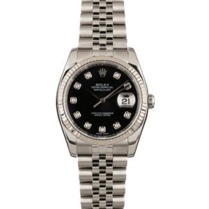 Rolex Datejust Black 116234 White Gold Bezel