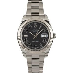 Used Rolex Datejust II Ref 116334 Black Roman Dial