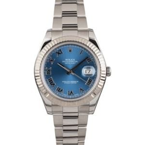 Pre Owned Rolex Datejust 116334 Blue Roman Dial