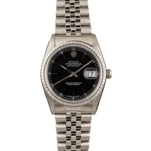 Pre Owned Rolex Datejust 16220 Black Dial