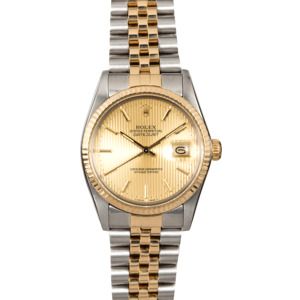 Rolex Datejust 16013 Two Tone Champagne Tapestry Dial