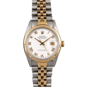 Certified Rolex Datejust 16013 White Roman Dial