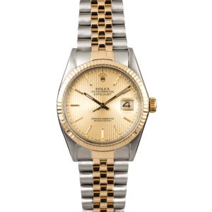 Two Tone Rolex Datejust 16013 Tapestry Dial