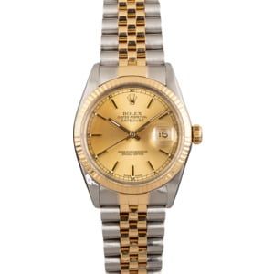 Pre Owned Rolex Datejust 16013 Champagne Dial Two Tone Watch